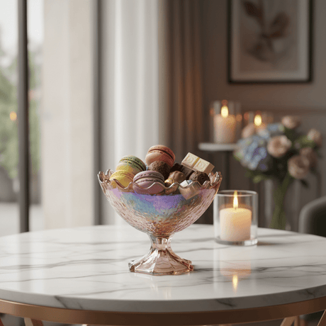 Elegant Iridescent Glass Footed Candy Bowl | 17×17 cm | - Al Kabayel Discount CentreElegant Iridescent Glass Footed Candy Bowl | 17×17 cm |BowlsAKDCAl Kabayel Discount Centre