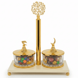 Elegant Majlis Dual Glass Candy Bowl with Cream Metal Stand & Decorative Gold Lid – Premium Serving Dish for Nuts Dates and Chocolates 25×13 cm - Al Kabayel Discount CentreElegant Majlis Dual Glass Candy Bowl with Cream Metal Stand & Decorative Gold Lid – Premium Serving Dish for Nuts Dates and Chocolates 25×13 cmJars & Food SaversAKDCAl Kabayel Discount Centre
