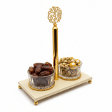 Elegant Majlis Dual Glass Candy Bowl with Cream Metal Stand & Decorative Gold Lid – Premium Serving Dish for Nuts Dates and Chocolates 25×13 cm - Al Kabayel Discount CentreElegant Majlis Dual Glass Candy Bowl with Cream Metal Stand & Decorative Gold Lid – Premium Serving Dish for Nuts Dates and Chocolates 25×13 cmJars & Food SaversAKDCAl Kabayel Discount Centre