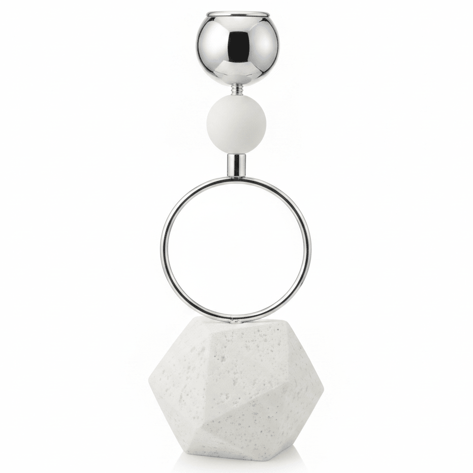 Elegant Silver Metal Candle Holder with White Chalk Base for Home Décor – 23cm - Al Kabayel Discount CentreElegant Silver Metal Candle Holder with White Chalk Base for Home Décor – 23cmHome Décor AccentsAKDCAl Kabayel Discount Centre