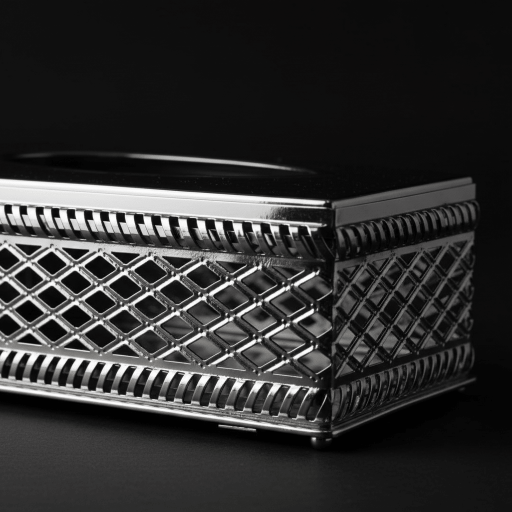 Elegant Silver Metal Tissue Box with Premium Modern Decorative Design – Luxury Tissue Holder for Living Room Office and Majlis 22×12 cm - Al Kabayel Discount CentreElegant Silver Metal Tissue Box with Premium Modern Decorative Design – Luxury Tissue Holder for Living Room Office and Majlis 22×12 cmNapkin Holders & Tissue BoxAKDCAl Kabayel Discount Centre