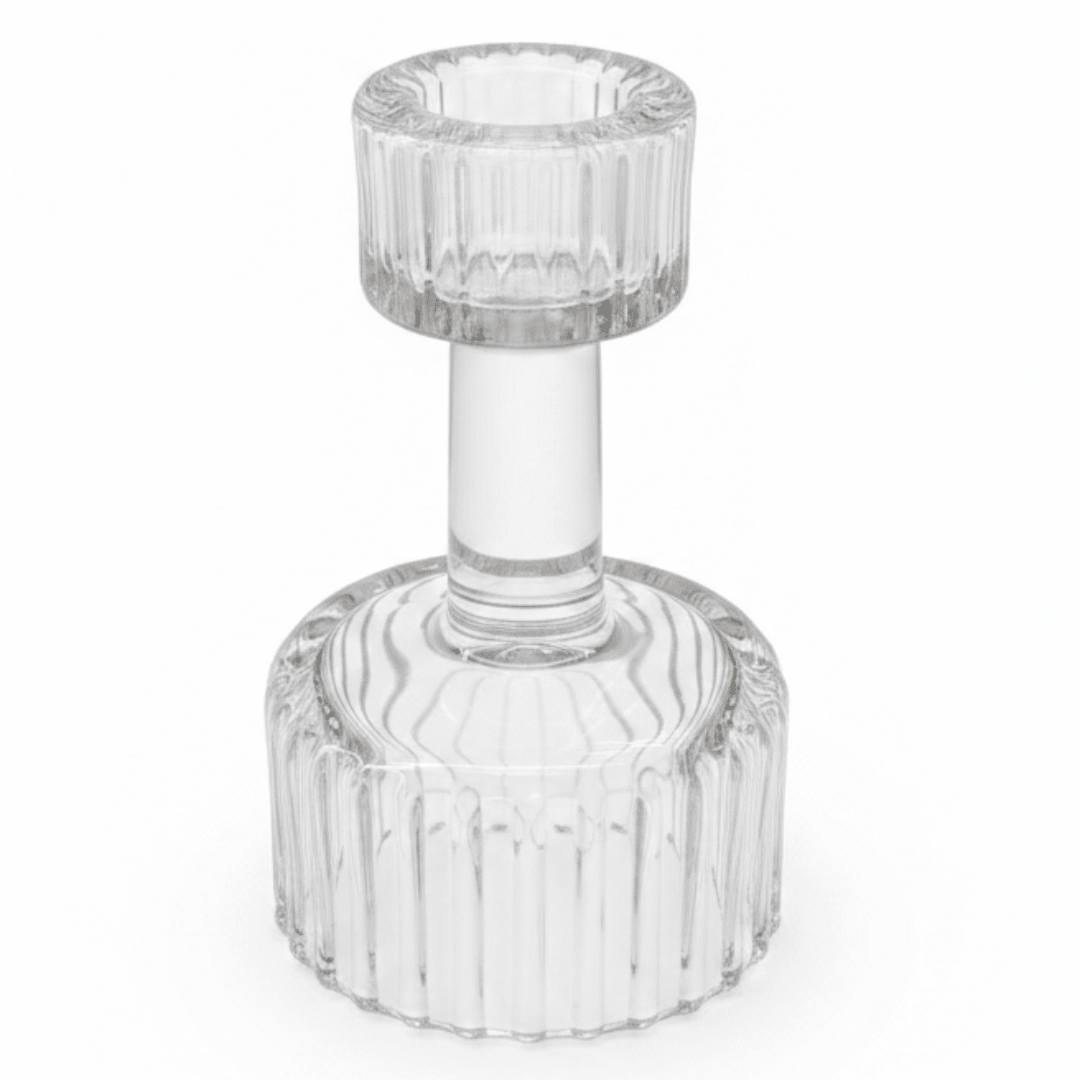 Elegant Striped Design Glass Footed Candle Holder for Modern Decorative Display – 10cm - Al Kabayel Discount CentreElegant Striped Design Glass Footed Candle Holder for Modern Decorative Display – 10cmHome Décor AccentsAKDCAl Kabayel Discount Centre