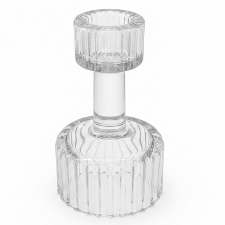Elegant Striped Design Glass Footed Candle Holder for Modern Decorative Display – 10cm - Al Kabayel Discount CentreElegant Striped Design Glass Footed Candle Holder for Modern Decorative Display – 10cmHome Décor AccentsAKDCAl Kabayel Discount Centre