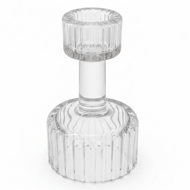 Elegant Striped Design Glass Footed Candle Holder for Modern Decorative Display – 10cm - Al Kabayel Discount CentreElegant Striped Design Glass Footed Candle Holder for Modern Decorative Display – 10cmHome Décor AccentsAKDCAl Kabayel Discount Centre