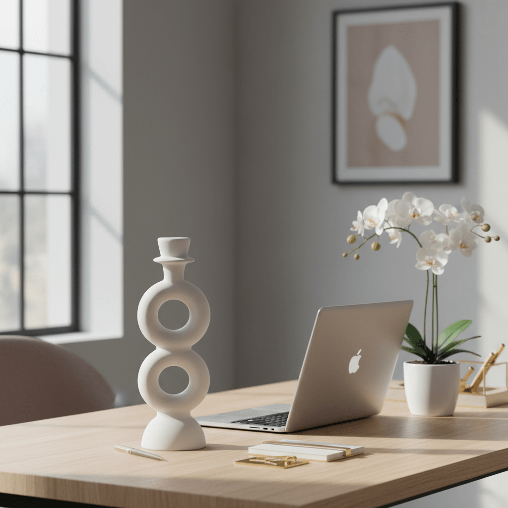 Elegant White Ceramic Candle Holder for Modern Home & Office Décor – 23cm - Al Kabayel Discount CentreElegant White Ceramic Candle Holder for Modern Home & Office Décor – 23cmHome Décor AccentsAKDCAl Kabayel Discount Centre