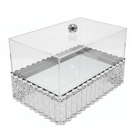 EliteServe Luxury Rectangle Silver Snack Presentation Tray with Clear Acrylic Cover – 29 × 16.5 cm - Al Kabayel Discount CentreEliteServe Luxury Rectangle Silver Snack Presentation Tray with Clear Acrylic Cover – 29 × 16.5 cmServing TraysAKDCAl Kabayel Discount Centre