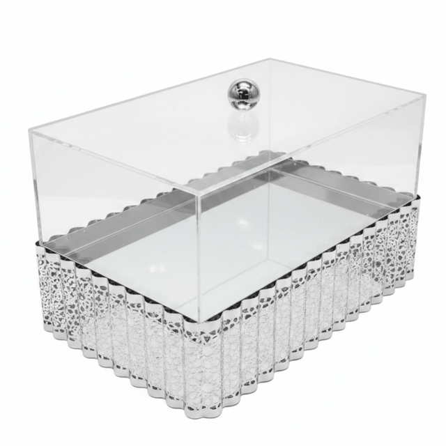 EliteServe Luxury Rectangle Silver Snack Presentation Tray with Clear Acrylic Cover – 29 × 16.5 cm - Al Kabayel Discount CentreEliteServe Luxury Rectangle Silver Snack Presentation Tray with Clear Acrylic Cover – 29 × 16.5 cmServing TraysAKDCAl Kabayel Discount Centre