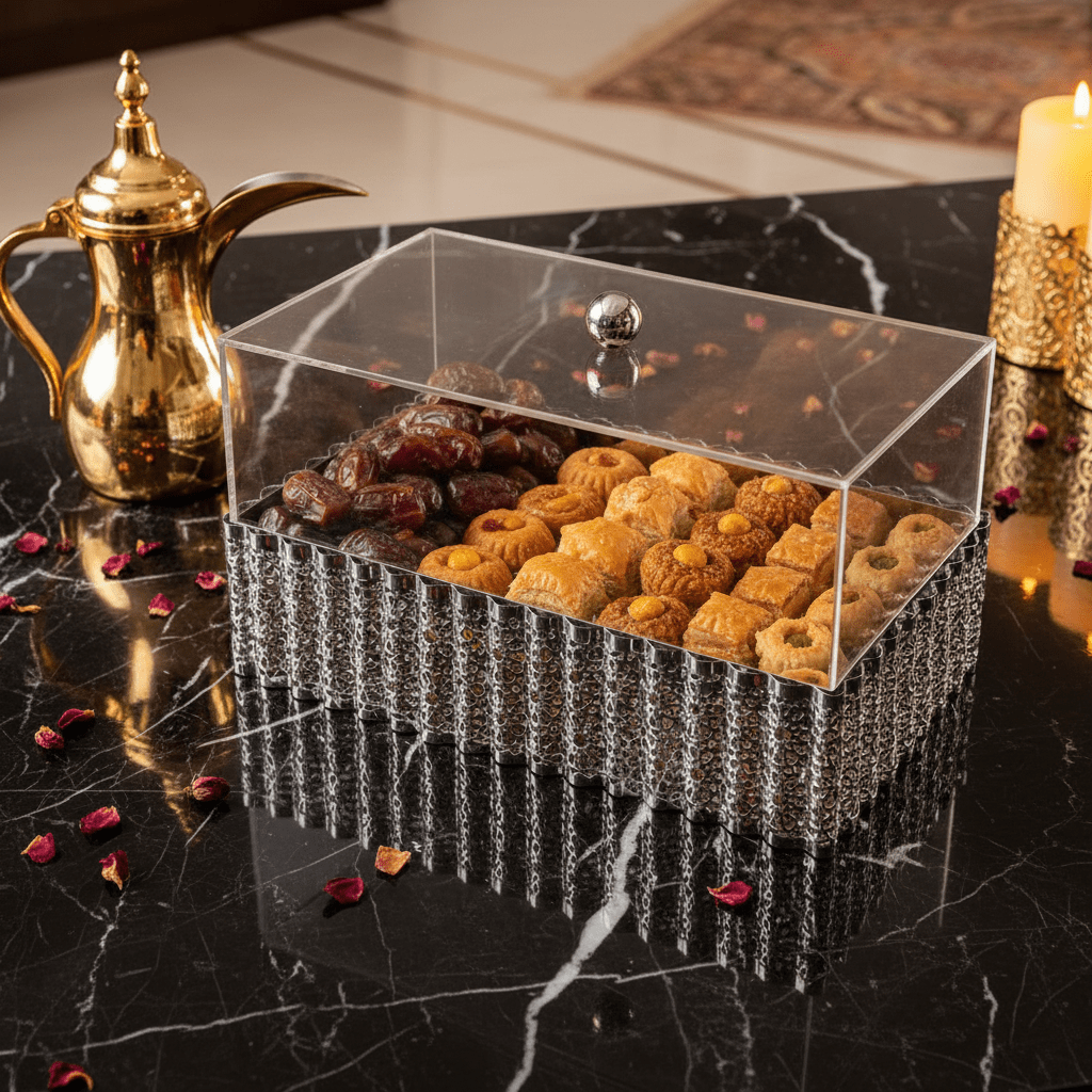 EliteServe Luxury Rectangle Silver Snack Presentation Tray with Clear Acrylic Cover – 29 × 16.5 cm - Al Kabayel Discount CentreEliteServe Luxury Rectangle Silver Snack Presentation Tray with Clear Acrylic Cover – 29 × 16.5 cmServing TraysAKDCAl Kabayel Discount Centre