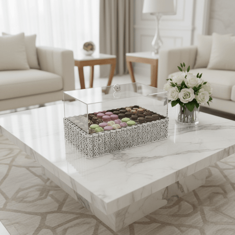 EliteServe Luxury Rectangle Silver Snack Presentation Tray with Clear Acrylic Cover – 29 × 16.5 cm - Al Kabayel Discount CentreEliteServe Luxury Rectangle Silver Snack Presentation Tray with Clear Acrylic Cover – 29 × 16.5 cmServing TraysAKDCAl Kabayel Discount Centre