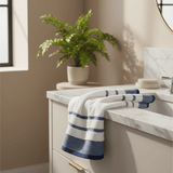 Elysian Hand Towel 50x90cm – White with Blue Stripes - Al Kabayel Discount CentreElysian Hand Towel 50x90cm – White with Blue StripesBath Towels & WashclothsELYSIANAl Kabayel Discount Centre