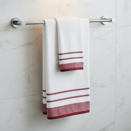 Elysian Hand Towel – White with Red Stripes | 50×90 cm - Al Kabayel Discount CentreElysian Hand Towel – White with Red Stripes | 50×90 cmBath Towels & WashclothsELYSIANAl Kabayel Discount Centre