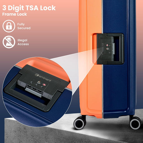 Eminent 28 - Inch Polypropylene Checked Travel Suitcase – Dual - Color Orange & Dark Blue Premium Series - Al Kabayel Discount CentreEminent 28 - Inch Polypropylene Checked Travel Suitcase – Dual - Color Orange & Dark Blue Premium SeriesCabin LuggageEMINENTAl Kabayel Discount Centre