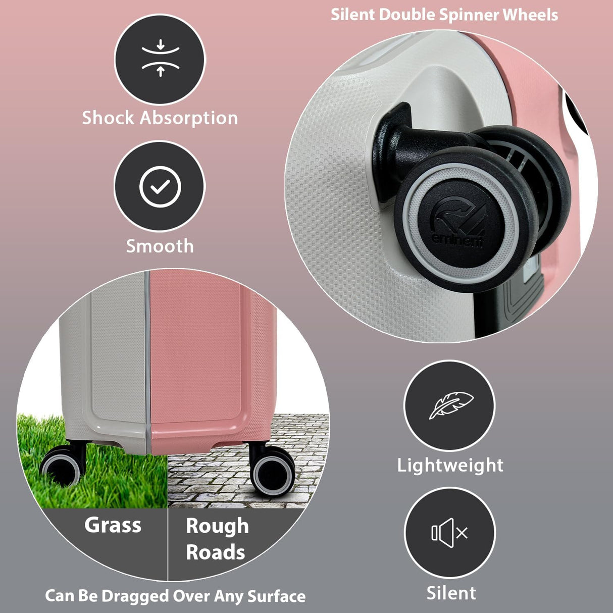 Eminent 28 - Inch Polypropylene Hard Case Checked Suitcase – Gray & Pink Modern Dual - Tone Edition - Al Kabayel Discount CentreEminent 28 - Inch Polypropylene Hard Case Checked Suitcase – Gray & Pink Modern Dual - Tone EditionCabin LuggageEMINENTAl Kabayel Discount Centre