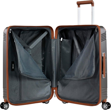 Eminent KK10 Makrolon Fashion Checked Suitcase – Smooth Double Spinner Wheels & TSA Lock, Gold Grey, 24 - Inch - Al Kabayel Discount CentreEminent KK10 Makrolon Fashion Checked Suitcase – Smooth Double Spinner Wheels & TSA Lock, Gold Grey, 24 - InchCabin LuggageEMINENTAl Kabayel Discount Centre