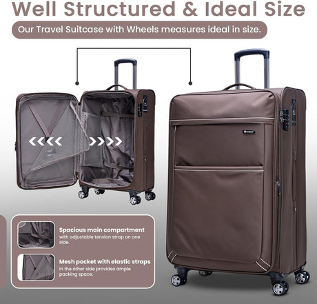 Eminent V6093SZ Expandable Soft Luggage Trolley – Polyester Carry - On Suitcase with TSA Lock & Double Spinner Wheels, Camel, 20 - Inch - Al Kabayel Discount CentreEminent V6093SZ Expandable Soft Luggage Trolley – Polyester Carry - On Suitcase with TSA Lock & Double Spinner Wheels, Camel, 20 - InchCabin LuggageEMINENTAl Kabayel Discount Centre