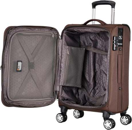 Eminent V6093SZ Expandable Soft Luggage Trolley – Polyester Carry - On Suitcase with TSA Lock & Double Spinner Wheels, Camel, 20 - Inch - Al Kabayel Discount CentreEminent V6093SZ Expandable Soft Luggage Trolley – Polyester Carry - On Suitcase with TSA Lock & Double Spinner Wheels, Camel, 20 - InchCabin LuggageEMINENTAl Kabayel Discount Centre