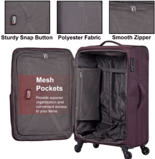 Eminent V6101 Soft - Shell Expandable Travel Trolley – Lightweight Polyester Suitcase with TSA Lock, Purple, 20 - Inch - Al Kabayel Discount CentreEminent V6101 Soft - Shell Expandable Travel Trolley – Lightweight Polyester Suitcase with TSA Lock, Purple, 20 - InchCabin LuggageEMINENTAl Kabayel Discount Centre