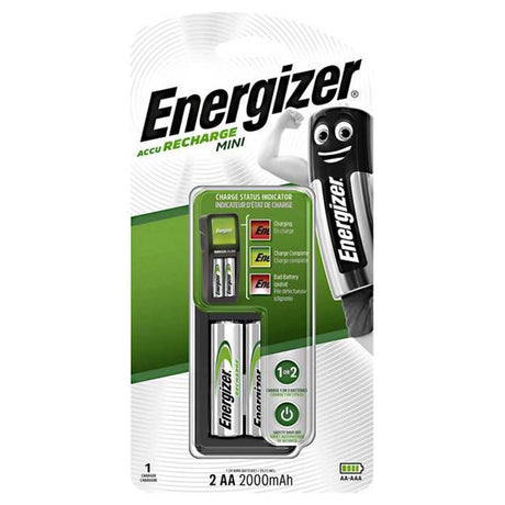 ENERGIZER Mini Battery Charger with 2 AA Rechargeable Batteries 2000 mAh - Al Kabayel Discount CentreENERGIZER Mini Battery Charger with 2 AA Rechargeable Batteries 2000 mAhBatteriesENERGIZERAl Kabayel Discount Centre