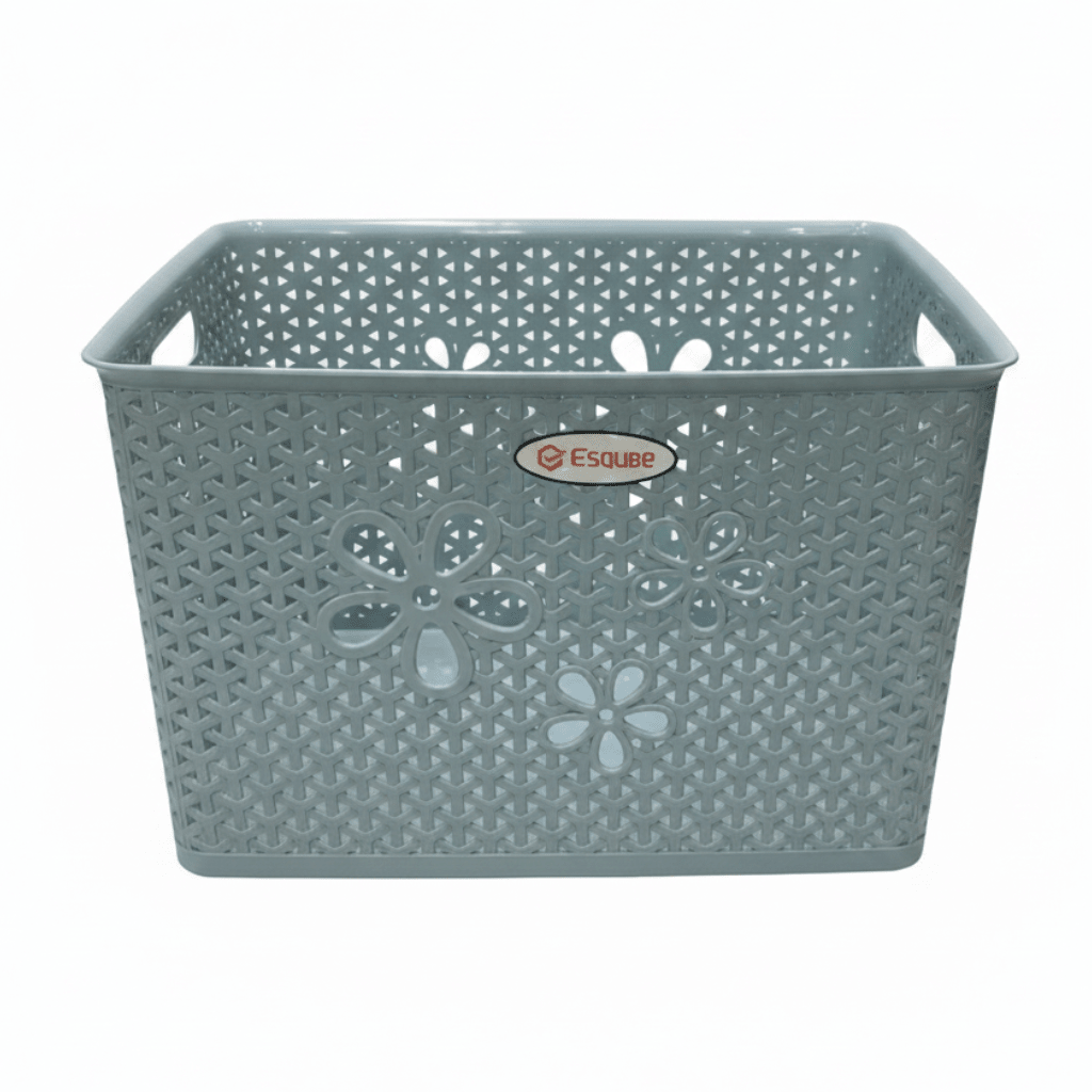 Esqube Plastic Laundry Basket with Floral Lattice Design - 25 × 40 × 33 cm - Brown / Beige / Light Blue / Grey - Al Kabayel Discount CentreEsqube Plastic Laundry Basket with Floral Lattice Design - 25 × 40 × 33 cm - Brown / Beige / Light Blue / GreyOrganizers & AccessoriesESQUBEAl Kabayel Discount Centre