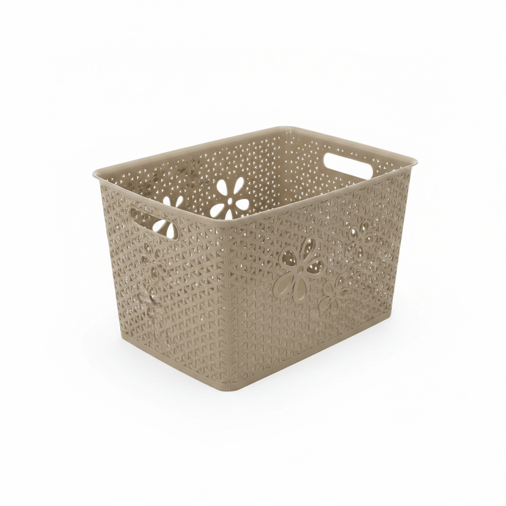Esqube Plastic Laundry Basket with Floral Lattice Design - 25 × 40 × 33 cm - Brown / Beige / Light Blue / Grey - Al Kabayel Discount CentreEsqube Plastic Laundry Basket with Floral Lattice Design - 25 × 40 × 33 cm - Brown / Beige / Light Blue / GreyOrganizers & AccessoriesESQUBEAl Kabayel Discount Centre