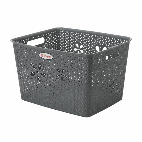 Esqube Plastic Laundry Basket with Floral Lattice Design - 25 × 40 × 33 cm - Brown / Beige / Light Blue / Grey - Al Kabayel Discount CentreEsqube Plastic Laundry Basket with Floral Lattice Design - 25 × 40 × 33 cm - Brown / Beige / Light Blue / GreyOrganizers & AccessoriesESQUBEAl Kabayel Discount Centre