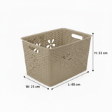 Esqube Plastic Laundry Basket with Floral Lattice Design - 25 × 40 × 33 cm - Brown / Beige / Light Blue / Grey - Al Kabayel Discount CentreEsqube Plastic Laundry Basket with Floral Lattice Design - 25 × 40 × 33 cm - Brown / Beige / Light Blue / GreyOrganizers & AccessoriesESQUBEAl Kabayel Discount Centre