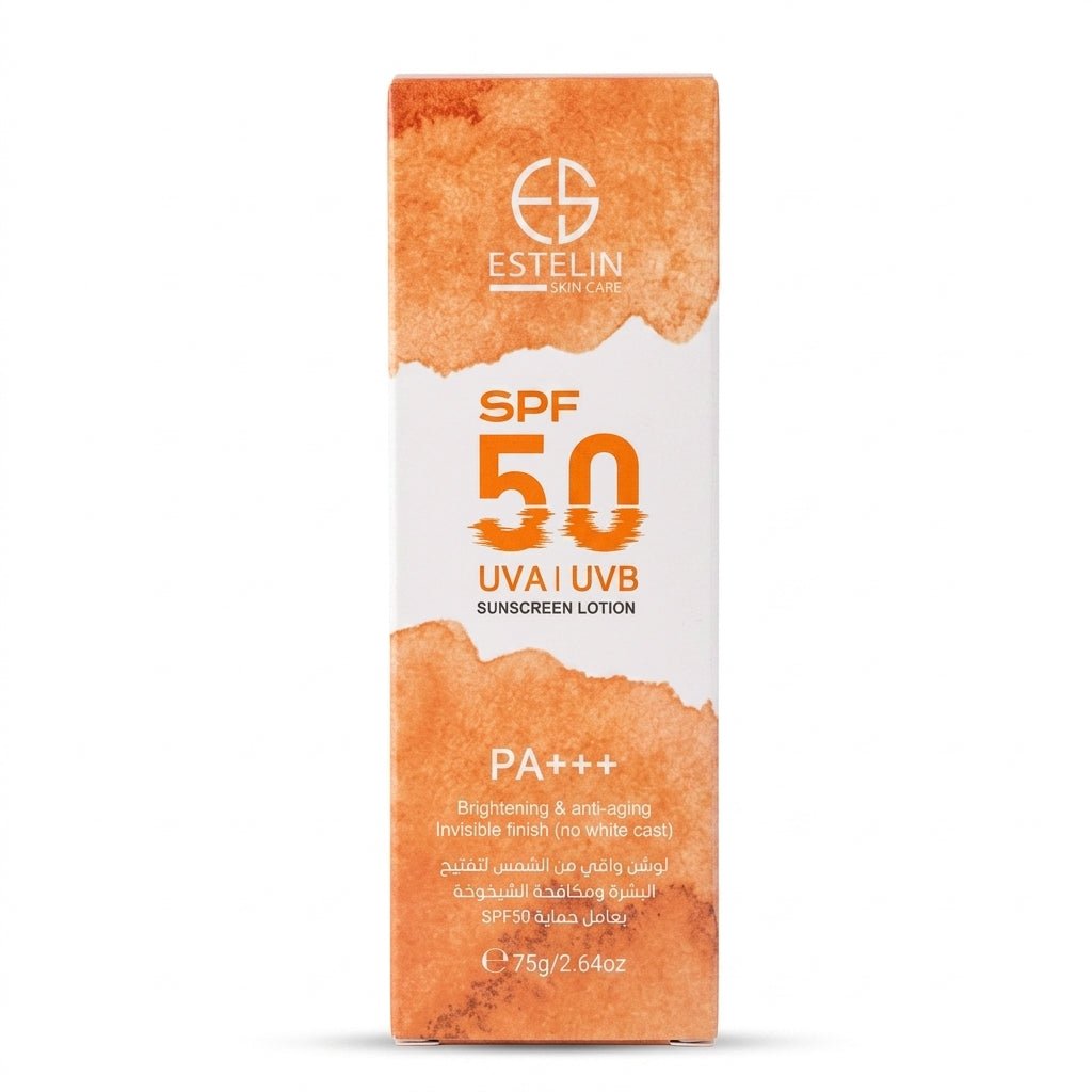 Estelin Brightening & Anti-Aging Sunscreen Lotion SPF 50 UVA/UVB PA+++ 75g - Al Kabayel Discount CentreEstelin Brightening & Anti-Aging Sunscreen Lotion SPF 50 UVA/UVB PA+++ 75gSunscreenESTELINAl Kabayel Discount Centre