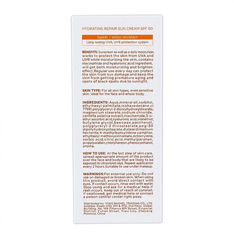Estelin Hydrating Repair Sun Cream SPF 60+ – UVA/UVB Protection – Niacinamide & Hyaluronic Acid 60ml - Al Kabayel Discount CentreEstelin Hydrating Repair Sun Cream SPF 60+ – UVA/UVB Protection – Niacinamide & Hyaluronic Acid 60mlSunscreenESTELINAl Kabayel Discount Centre