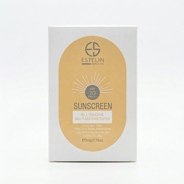 Estelin Multi-Defense Tinted Sunscreen SPF 70 PA+++ All-in-One 50g - Al Kabayel Discount CentreEstelin Multi-Defense Tinted Sunscreen SPF 70 PA+++ All-in-One 50gSunscreenESTELINAl Kabayel Discount Centre