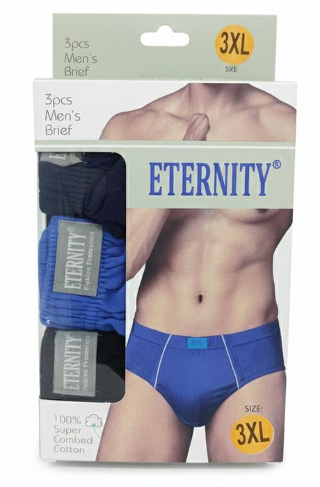 Eternity Men’s Cotton Briefs – Comfortable Fit Innerwear, Assorted Colors, Size 3XL (Pack of 3) - Al Kabayel Discount CentreEternity Men’s Cotton Briefs – Comfortable Fit Innerwear, Assorted Colors, Size 3XL (Pack of 3)Men's UnderwearsETERNITYAl Kabayel Discount Centre