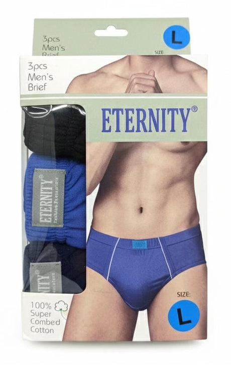 Eternity Men’s Cotton Briefs – Comfortable Fit Innerwear, Assorted Colors, Size L (Pack of 3) - Al Kabayel Discount CentreEternity Men’s Cotton Briefs – Comfortable Fit Innerwear, Assorted Colors, Size L (Pack of 3)Men's UnderwearsETERNITYAl Kabayel Discount Centre