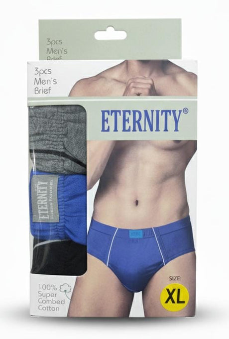 Eternity Men’s Cotton Briefs – Comfortable Fit Innerwear, Assorted Colors, Size XL (Pack of 3) - Al Kabayel Discount CentreEternity Men’s Cotton Briefs – Comfortable Fit Innerwear, Assorted Colors, Size XL (Pack of 3)Men's UnderwearsETERNITYAl Kabayel Discount Centre