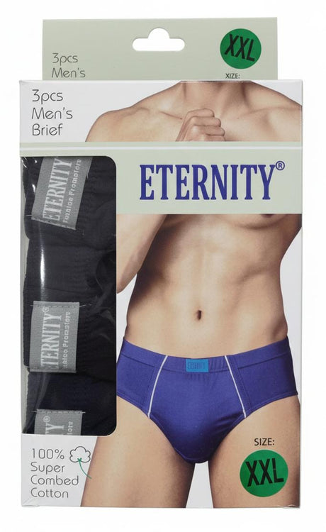 Eternity Men’s Cotton Briefs – Comfortable Fit Innerwear, Assorted Colors, Size XXL (Pack of 3) - Al Kabayel Discount CentreEternity Men’s Cotton Briefs – Comfortable Fit Innerwear, Assorted Colors, Size XXL (Pack of 3)Men's UnderwearsETERNITYAl Kabayel Discount Centre