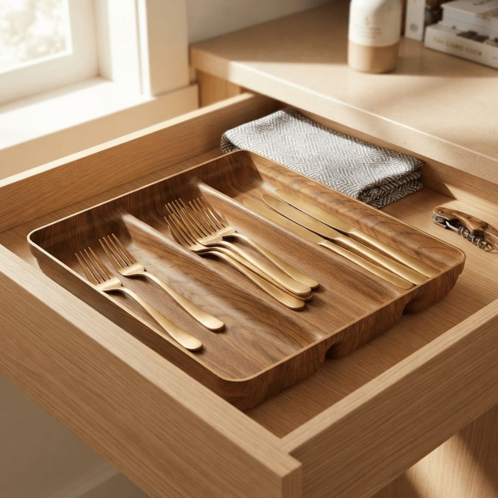 Evelin 3-Compartment Cutlery Tray – 32×35×5 cm - Al Kabayel Discount CentreEvelin 3-Compartment Cutlery Tray – 32×35×5 cmOrganizers & AccessoriesEVELINAl Kabayel Discount Centre