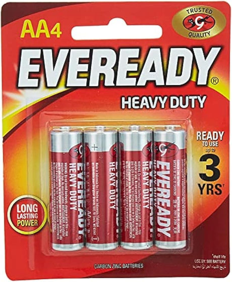 EVEREADY AA Heavy Duty Battery 1.5V, Pack of 4 - Al Kabayel Discount CentreEVEREADY AA Heavy Duty Battery 1.5V, Pack of 4BatteriesEVEREADYAl Kabayel Discount Centre