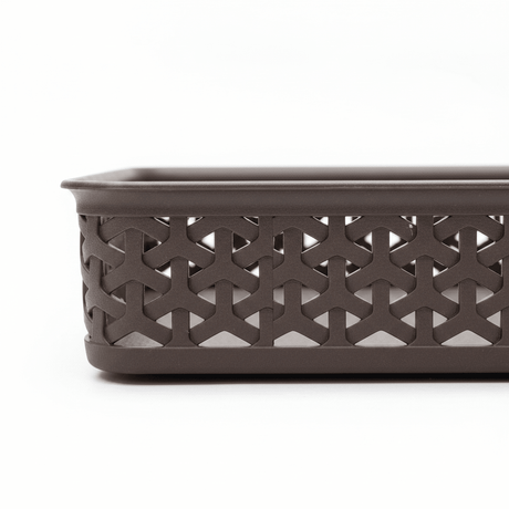 Exclusive Multipurpose Plastic Basket Tray - 35×26cm - Dark Brown / White - Al Kabayel Discount CentreExclusive Multipurpose Plastic Basket Tray - 35×26cm - Dark Brown / WhiteBucketsEXCLUSIVEAl Kabayel Discount Centre