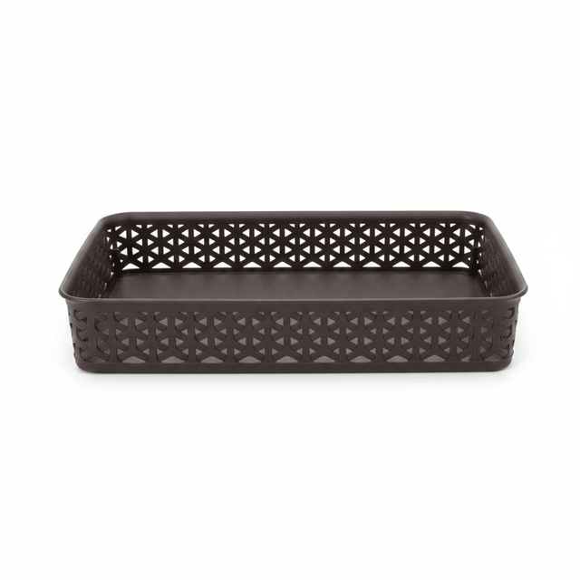 Exclusive Multipurpose Plastic Basket Tray - 35×26cm - Dark Brown / White - Al Kabayel Discount CentreExclusive Multipurpose Plastic Basket Tray - 35×26cm - Dark Brown / WhiteBucketsEXCLUSIVEAl Kabayel Discount Centre