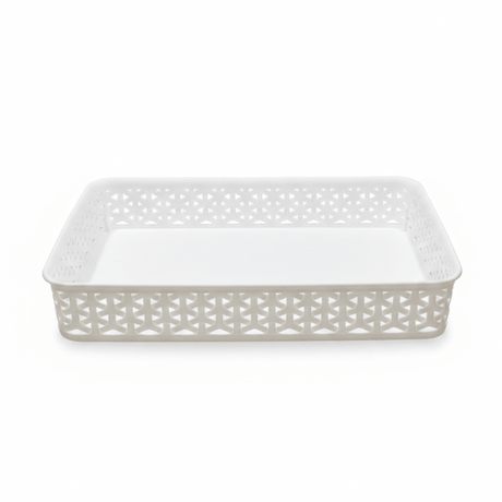 Exclusive Multipurpose Plastic Basket Tray - 35×26cm - Dark Brown / White - Al Kabayel Discount CentreExclusive Multipurpose Plastic Basket Tray - 35×26cm - Dark Brown / WhiteBucketsEXCLUSIVEAl Kabayel Discount Centre