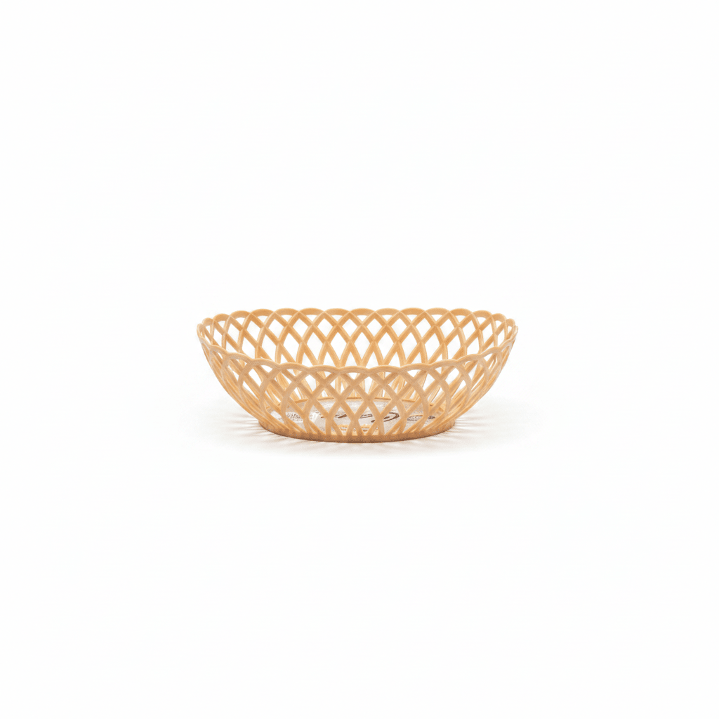Exclusive Plastic Cane-Style Woven Design Oval Basket - 24×16 cm - Beige / Brown / White - Al Kabayel Discount CentreExclusive Plastic Cane-Style Woven Design Oval Basket - 24×16 cm - Beige / Brown / WhiteBucketsEXCLUSIVEAl Kabayel Discount Centre