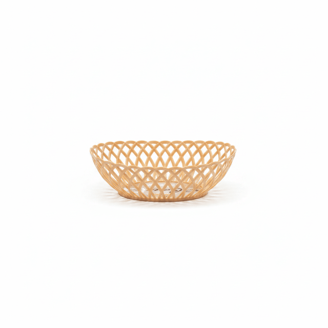 Exclusive Plastic Cane-Style Woven Design Oval Basket - 24×16 cm - Beige / Brown / White - Al Kabayel Discount CentreExclusive Plastic Cane-Style Woven Design Oval Basket - 24×16 cm - Beige / Brown / WhiteBucketsEXCLUSIVEAl Kabayel Discount Centre
