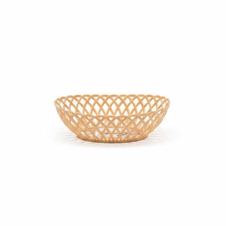 Exclusive Plastic Cane-Style Woven Design Oval Basket - 30×22 cm - Beige / Brown / White - Al Kabayel Discount CentreExclusive Plastic Cane-Style Woven Design Oval Basket - 30×22 cm - Beige / Brown / WhiteBucketsEXCLUSIVEAl Kabayel Discount Centre