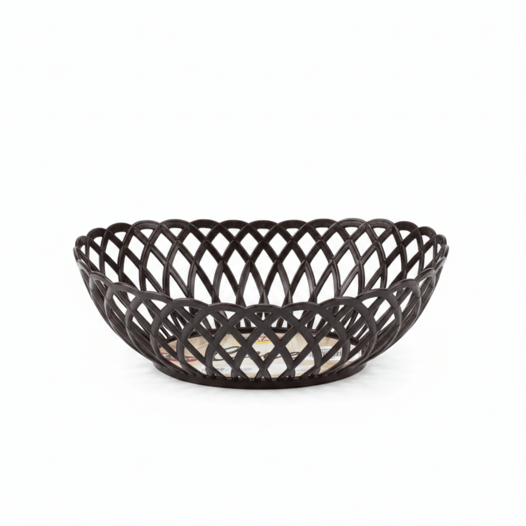 Exclusive Plastic Cane-Style Woven Design Oval Basket - 30×22 cm - Beige / Brown / White - Al Kabayel Discount CentreExclusive Plastic Cane-Style Woven Design Oval Basket - 30×22 cm - Beige / Brown / WhiteBucketsEXCLUSIVEAl Kabayel Discount Centre