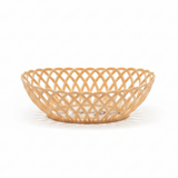 Exclusive Plastic Cane-Style Woven Design Oval Basket - 33×25 cm - Beige / Dark Brown / White - Al Kabayel Discount CentreExclusive Plastic Cane-Style Woven Design Oval Basket - 33×25 cm - Beige / Dark Brown / WhiteBucketsEXCLUSIVEAl Kabayel Discount Centre