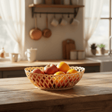 Exclusive Plastic Cane-Style Woven Design Oval Basket - 33×25 cm - Beige / Dark Brown / White - Al Kabayel Discount CentreExclusive Plastic Cane-Style Woven Design Oval Basket - 33×25 cm - Beige / Dark Brown / WhiteBucketsEXCLUSIVEAl Kabayel Discount Centre
