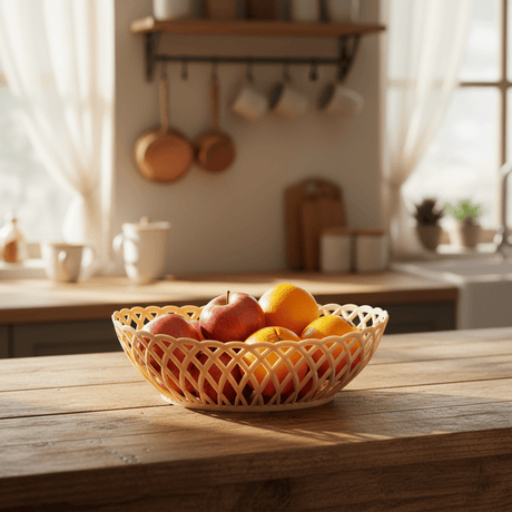 Exclusive Plastic Cane-Style Woven Design Oval Basket - 33×25 cm - Beige / Dark Brown / White - Al Kabayel Discount CentreExclusive Plastic Cane-Style Woven Design Oval Basket - 33×25 cm - Beige / Dark Brown / WhiteBucketsEXCLUSIVEAl Kabayel Discount Centre