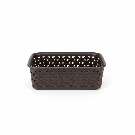 Exclusive Plastic Storage Basket - 20×14 cm - White / Dark Brown - Al Kabayel Discount CentreExclusive Plastic Storage Basket - 20×14 cm - White / Dark BrownBucketsEXCLUSIVEAl Kabayel Discount Centre