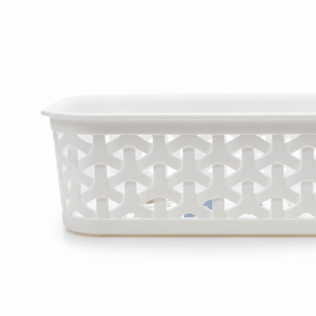 Exclusive Plastic Storage Basket - 20×14 cm - White / Dark Brown - Al Kabayel Discount CentreExclusive Plastic Storage Basket - 20×14 cm - White / Dark BrownBucketsEXCLUSIVEAl Kabayel Discount Centre