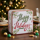 Metal Square Christmas Candy Box with Lid - 20×20cm