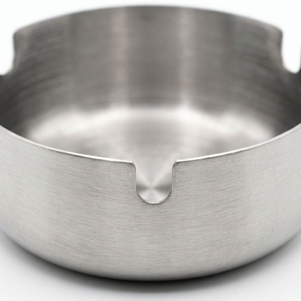Round Metal Ashtray with Cigarette Rests Silver – 8cm
