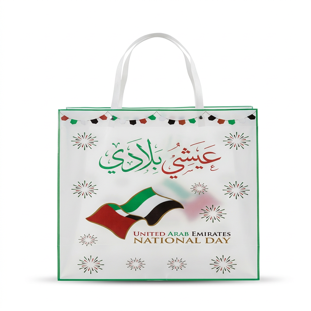 UAE National Day Plastic Gift Bag with Handles - 30×35cm